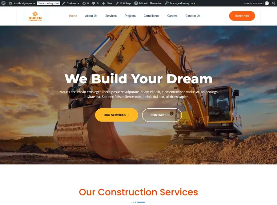 Queens Construction website preview