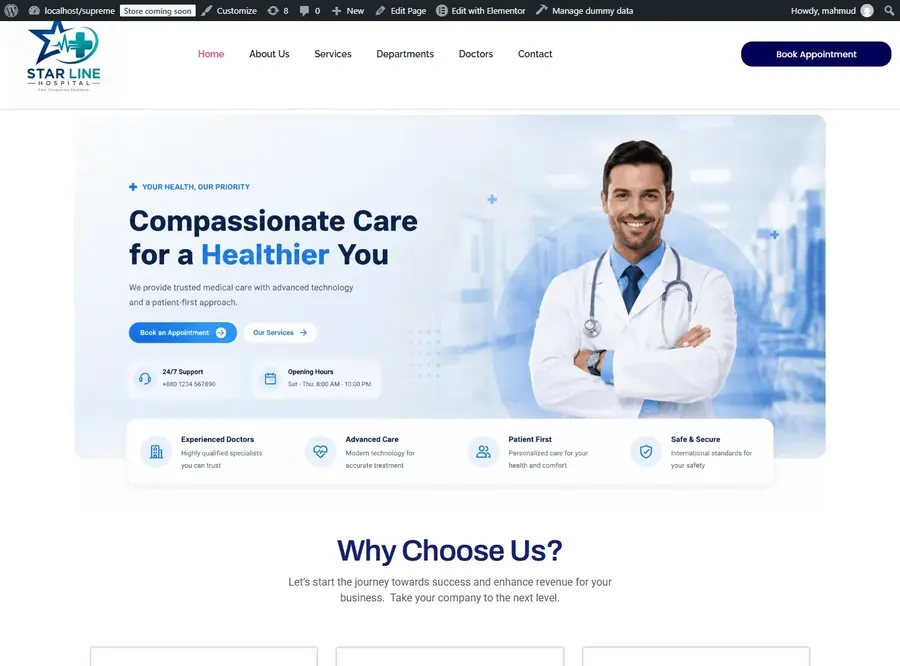 Star Line Hospital website preview