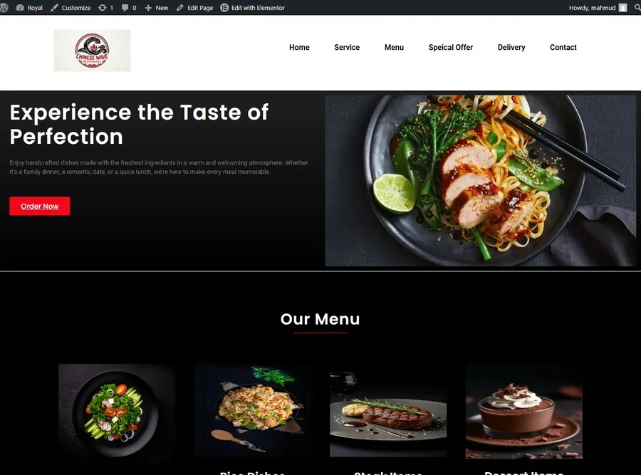 Chinese Wave Restaurant website preview